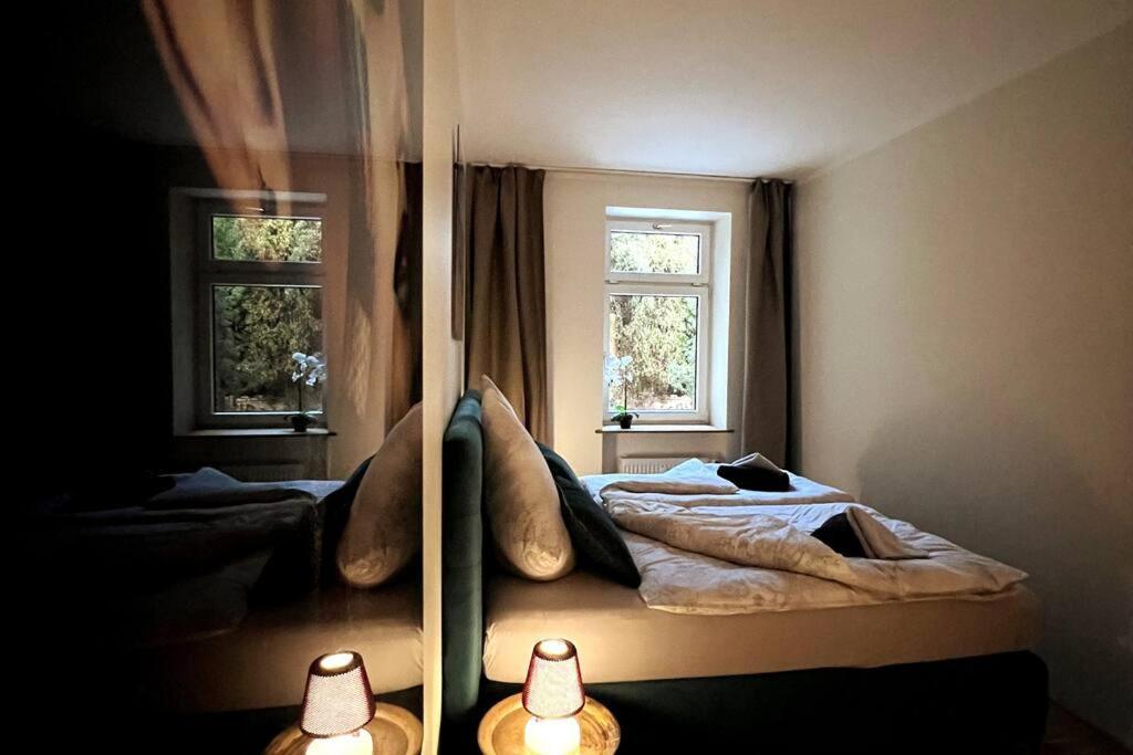 Soul-Apartment Terrasse Privat-Parkplatz Boxspringbett 55Zoll Tv Wlan Leipzig Bagian luar foto